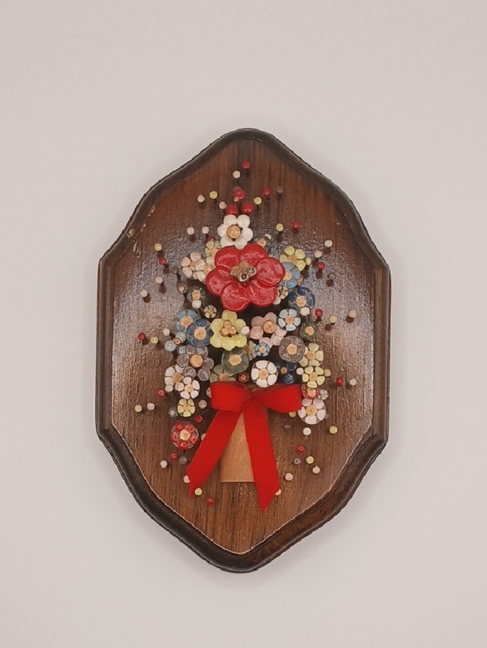 Vtg Pol-O-Craft Nail Flower Wall Art Pauline Owens 1977